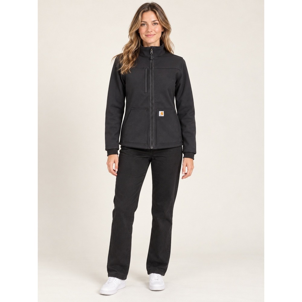 Carhartt Black Rugged Flex Bonded Fleece Scrub Jacket Women M Workwear Utility